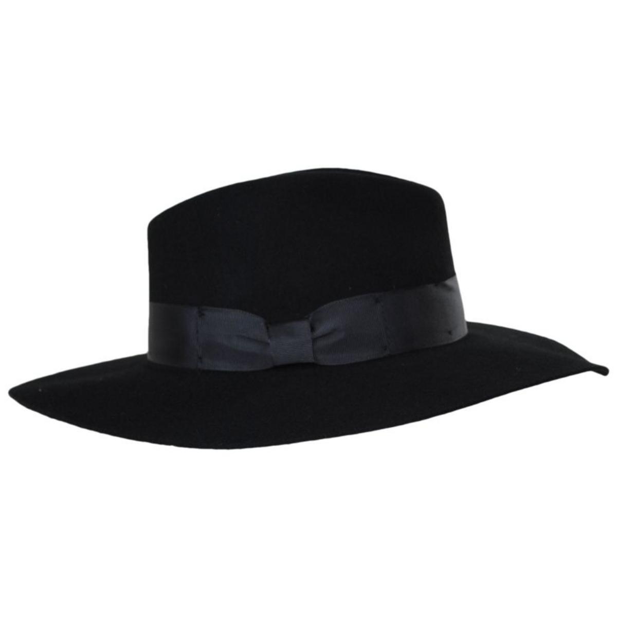 Bigalli | Zoey Floppy Brim Wool Felt Fedora Hat | 131433 | profile | BLACK