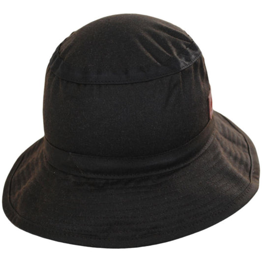 Hills Hats of New Zealand | The Storm Waxed Cotton Bucket Hat | 401703 | front | BROWN