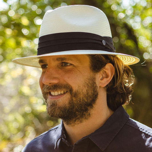 Jaxon Hats | Toyo Straw Safari Fedora Hat - Black Band | 129902 | lsmone | IVORY