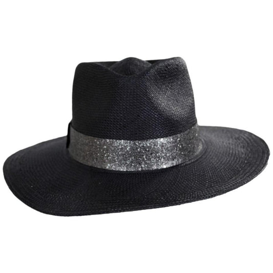 Bigalli | Onyx Panama Straw Fedora Hat | 104711 | front | BLACK