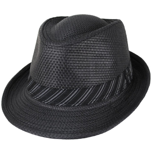 Dorfman Pacific | Stingy Brim Toyo Straw Fedora Hat | 126124 | lead | BLACK