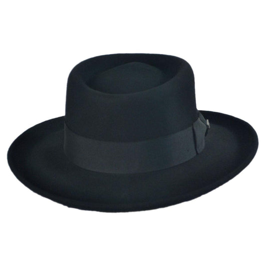 Jaxon Hats | Wholesale Crushable Wool Felt Gambler Hat B2B Pre-Pack | B2B132003 | front | BLACK