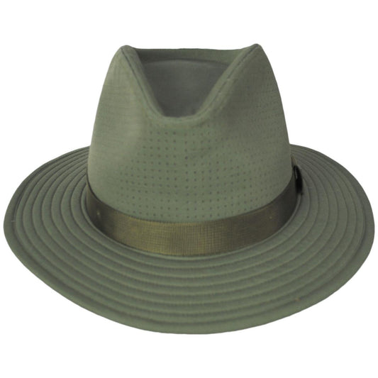 BRIXTON HATS | Messer Coolmax Safari Fedora Hat | 402614 | front | OLIVE SURPLUS