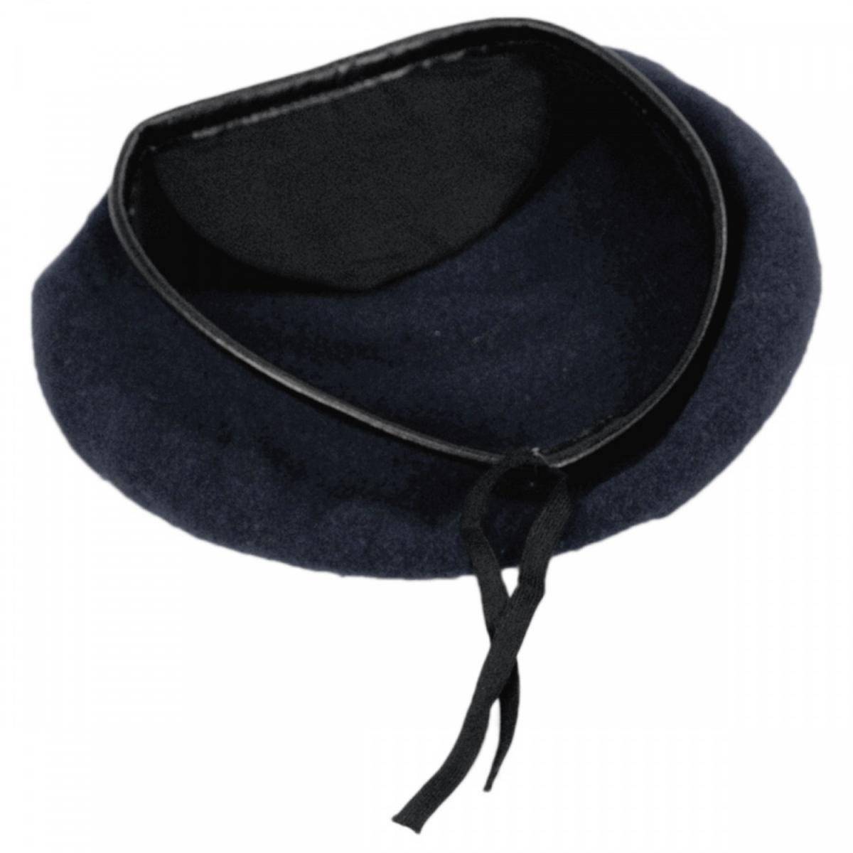 Village Hat Shop | Wool Military Beret with Lambskin Band | 151106 | under | NAVY