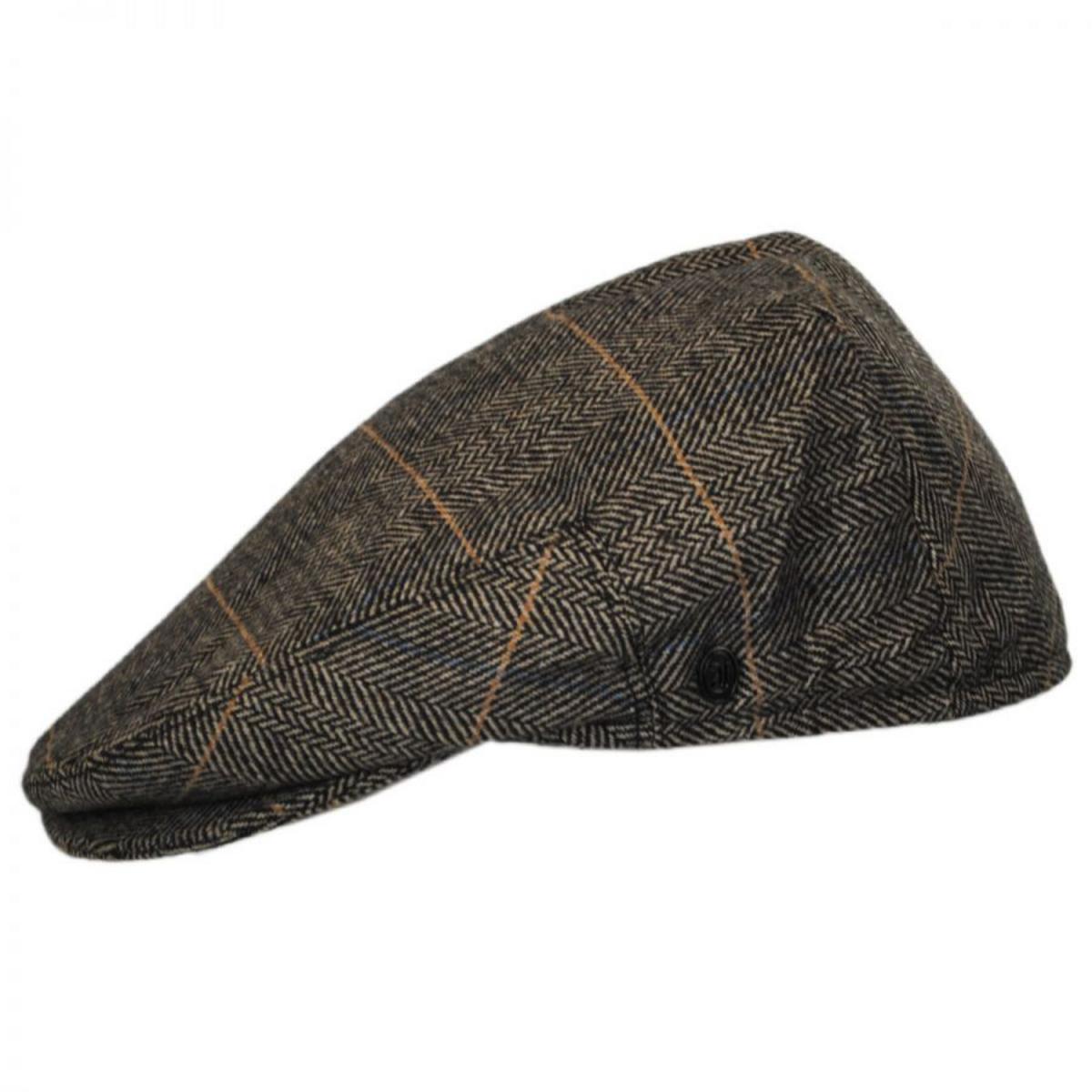 Jaxon Hats | Croydon Herringbone Plaid Wool Blend Ivy Cap | 167748 | profile | TAN
