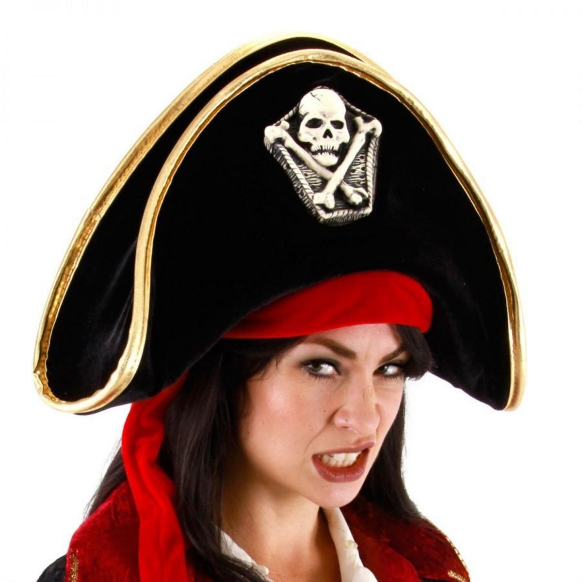 Elope | Classic Pirate Bicorn Hat | 190388 | lsfone | BLACK/GOLD