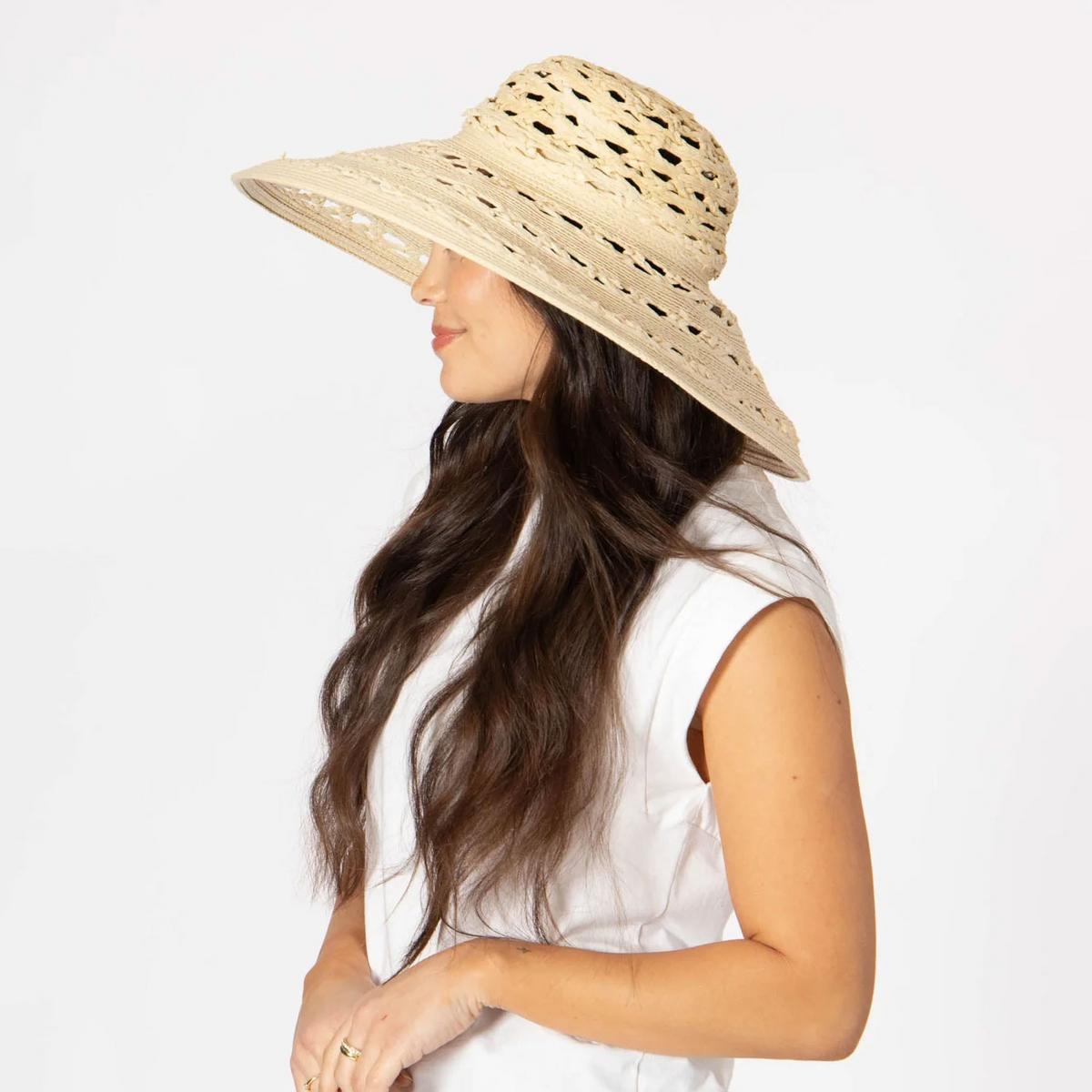 San Diego Hat Company | Sierra Toyo Straw Lampshade Sun Hat | 103690 | lsftwo | TAN
