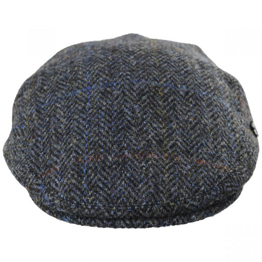 Failsworth | Harris Tweed Overcheck Herringbone Wool Ivy Cap | 177913 | front | CHARCOAL