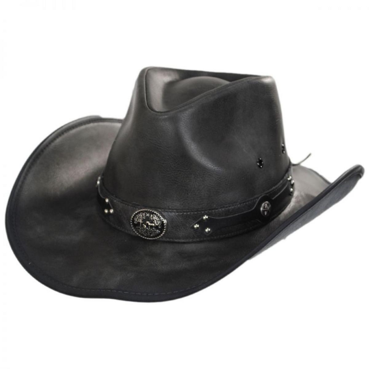 Kenny K | Faux Leather Western Hat | 401402 | lead | BLACK