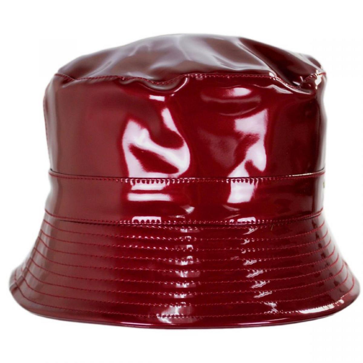 Scala | Pluie Faux Leather Rain Bucket Hat | 106404 | front | WINE