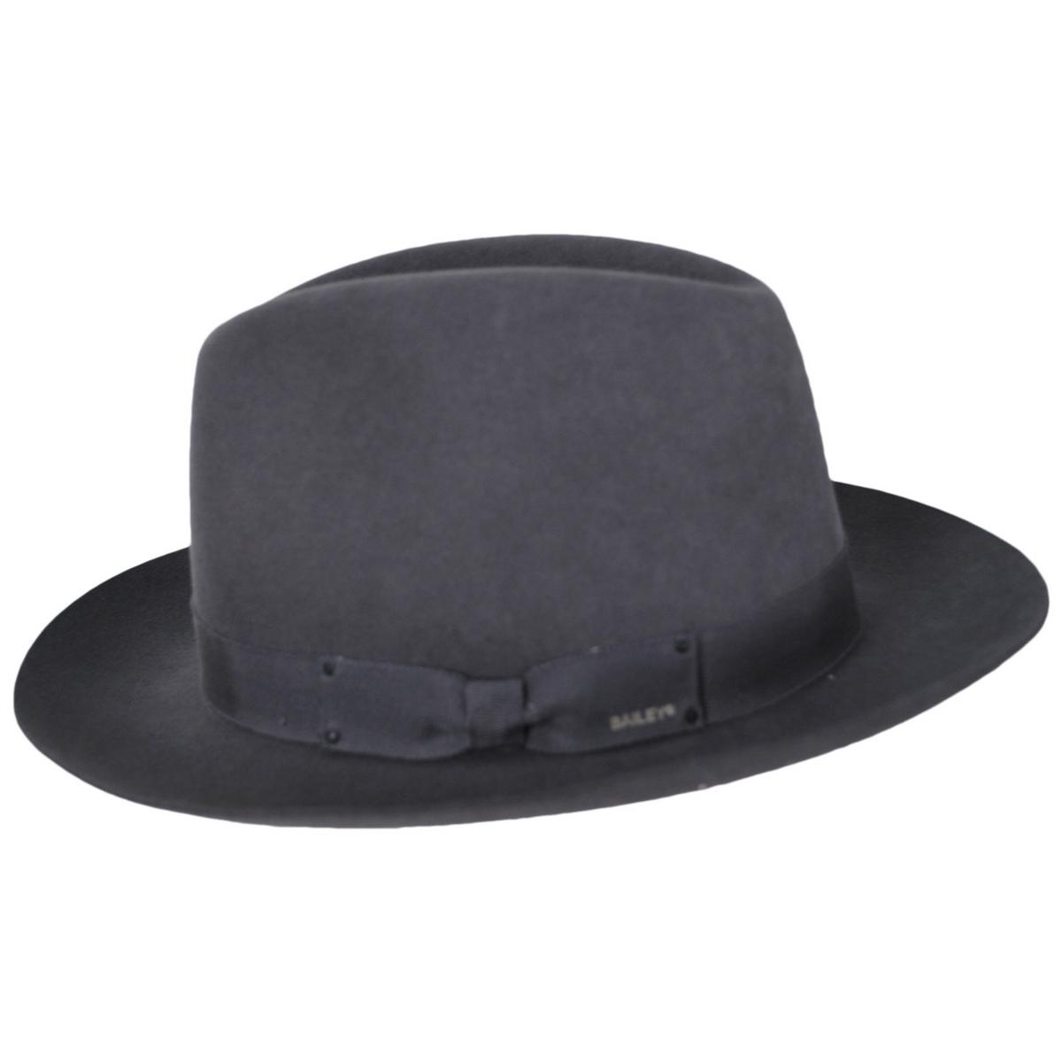 Bailey 1922 | Draper III Fur Felt Fedora Hat | 130082 | profile | CHARCOAL