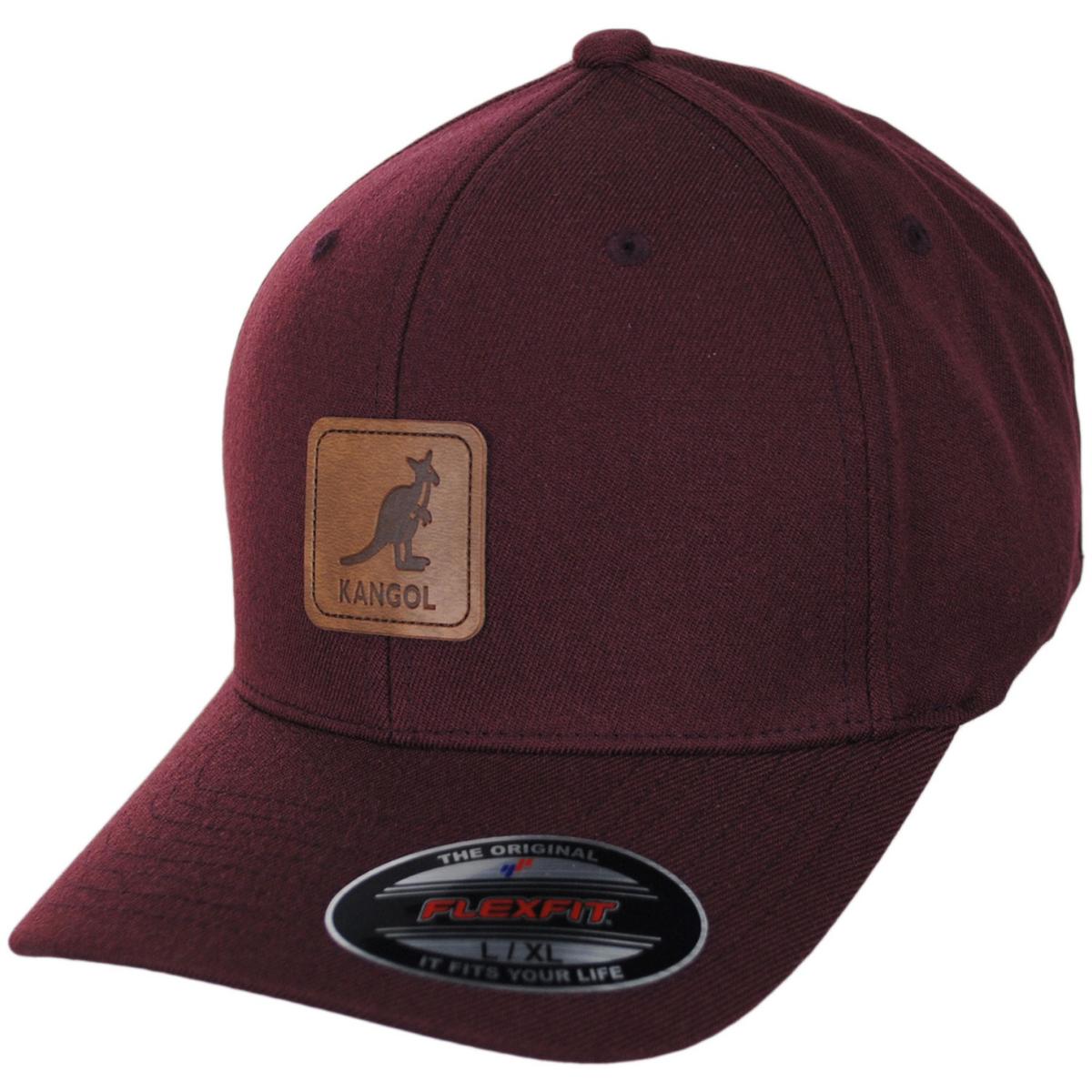 Kangol | Leather Patch Flexfit Fitted Baseball Cap | 201125 | lead | MAROON