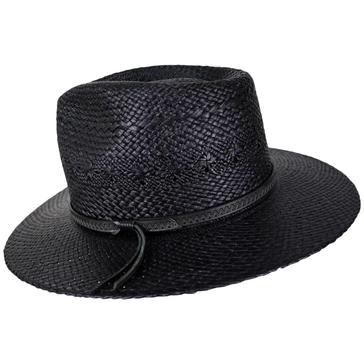 Bailey 1922 | Horan Panama Straw Fedora Hat - Black | 127732BLK | profile | BLACK