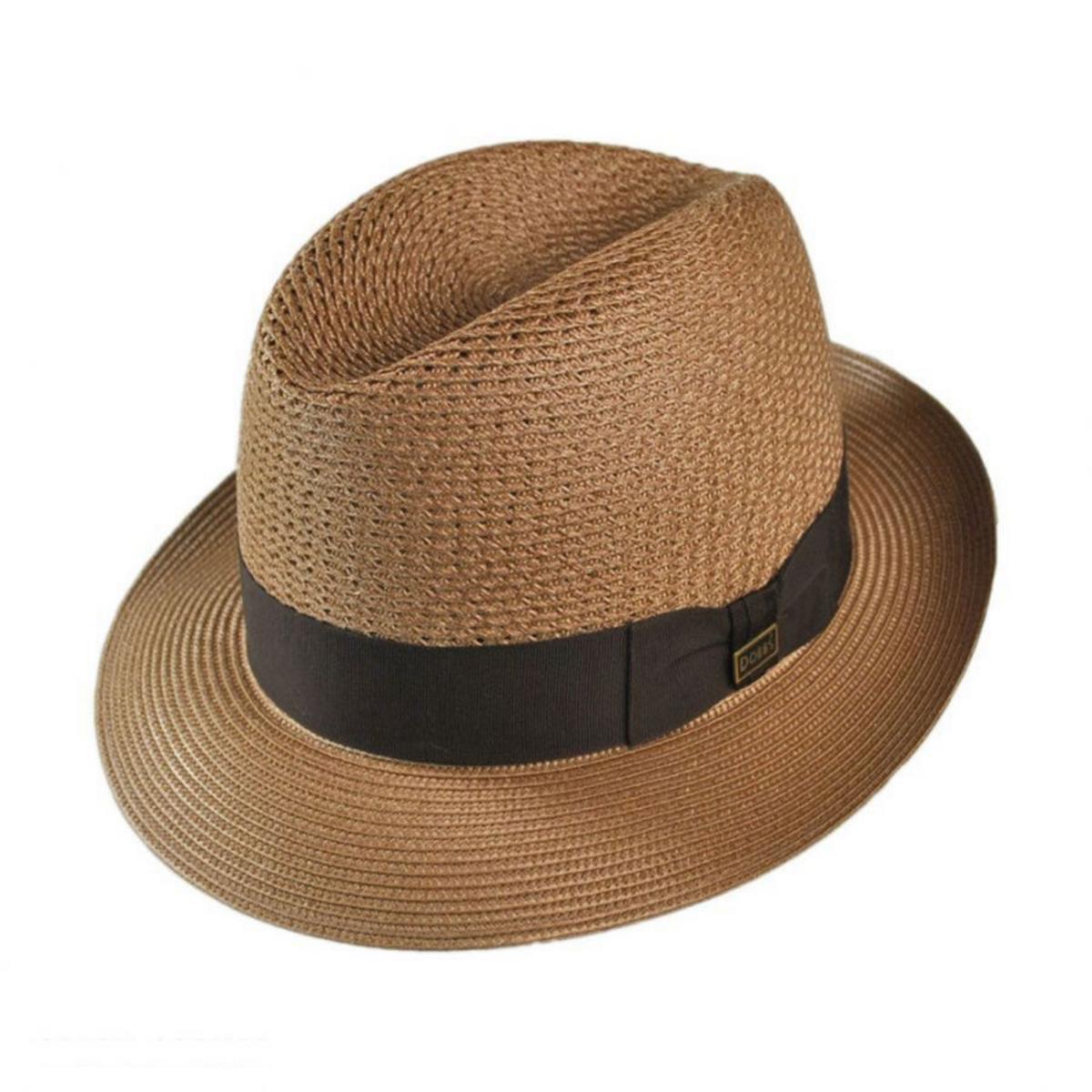 Dobbs | Madison Milan Straw Fedora Hat | 126904 | lead | COGNAC