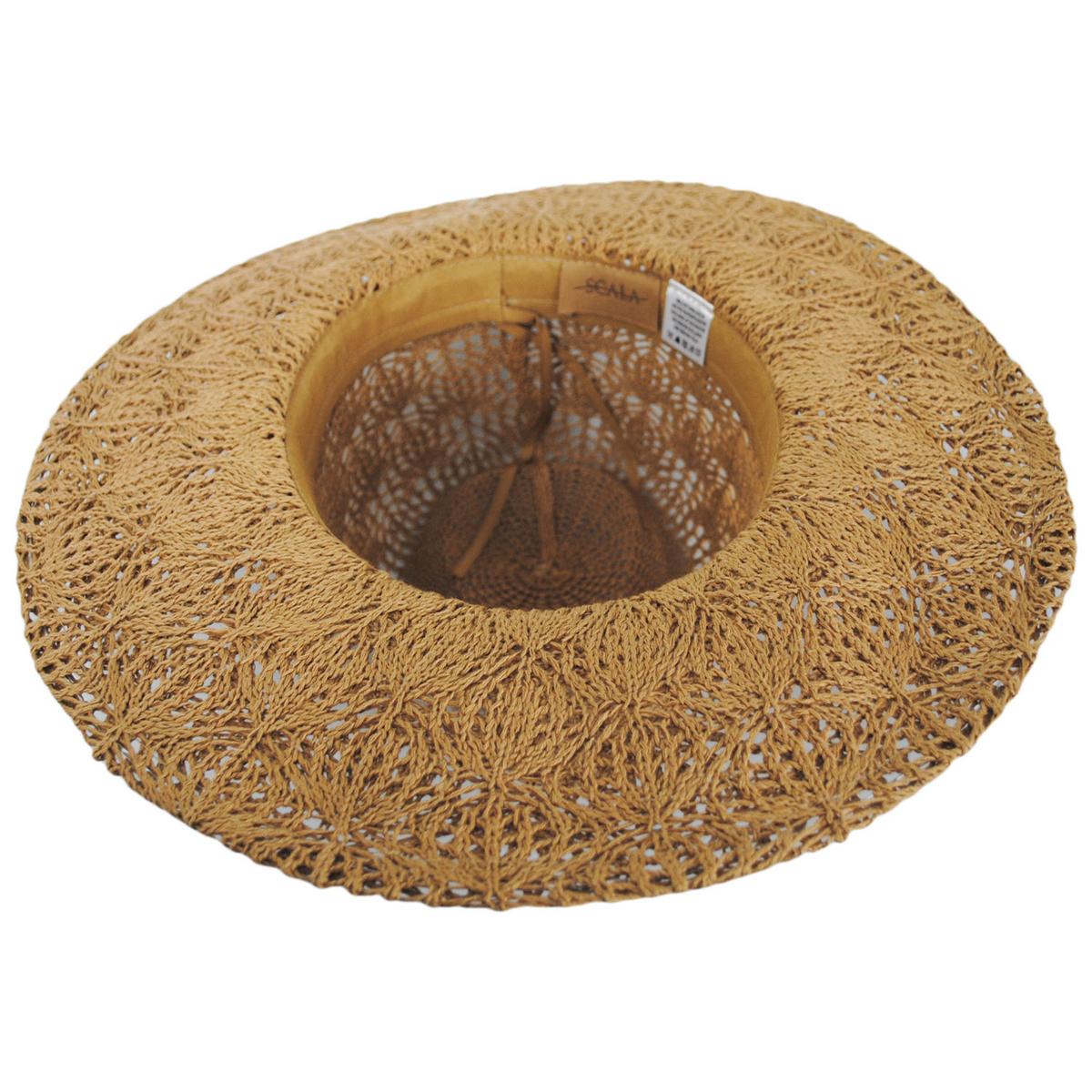 Scala | Aubree Lace Knit Outback Ranch Fedora Hat | 106442 | under | TEA