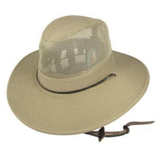 Dorfman Pacific | Mesh Crown Wide Brim Aussie Hat | 400206 | lead | KHAKI