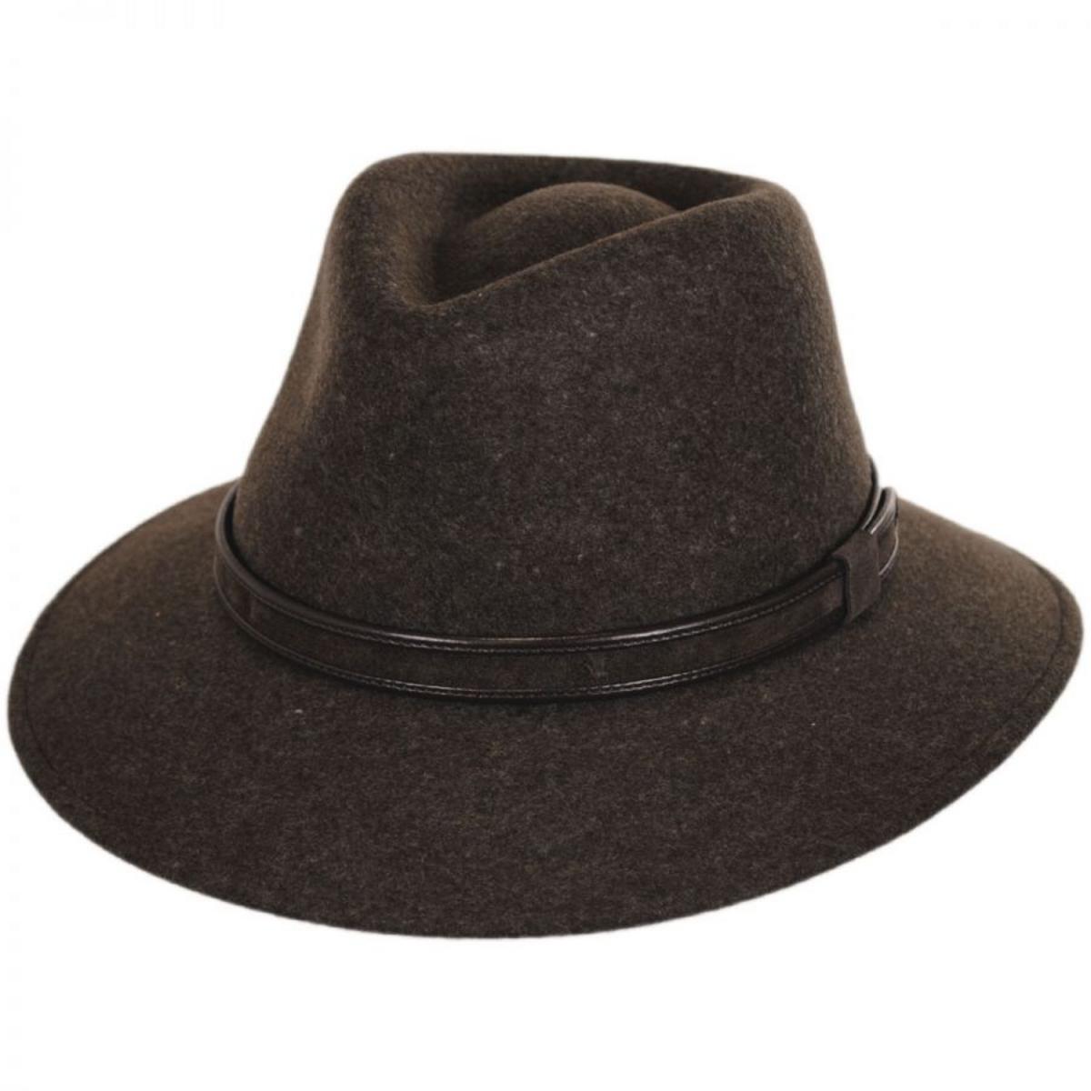 Stefeno Hats | Hiker Wool Felt Safari Fedora Hat | 136062 | lead | BROWN MIX