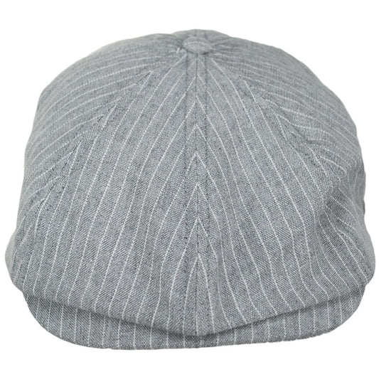 BRIXTON HATS | Brood Lightweight Cotton Chambray Striped Newsboy Cap | 161563 | front | LIGHT GREY/WHITE STRIPE CHAMBRAY