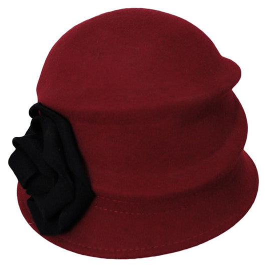 Betmar | Alexandrite Wool Felt Cloche Hat | 123129 | lead | SCARLET/BLACK