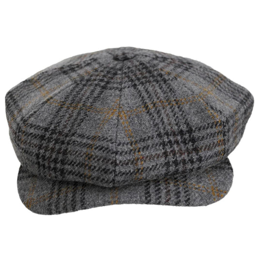 Wigens Caps | Sport Check Wool Newsboy Cap | 161976 | front | GREY MELANGE