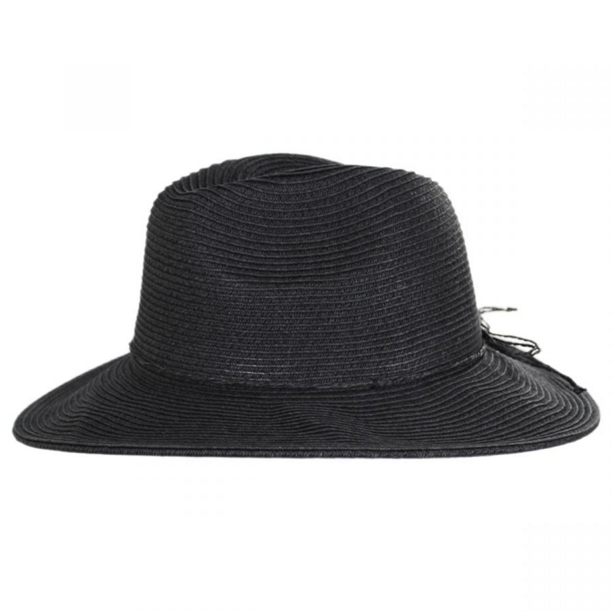San Diego Hat Company | Ultrabraid Water Repellent Toyo Straw Fedora Rain Hat | 103653 | profile | BLACK