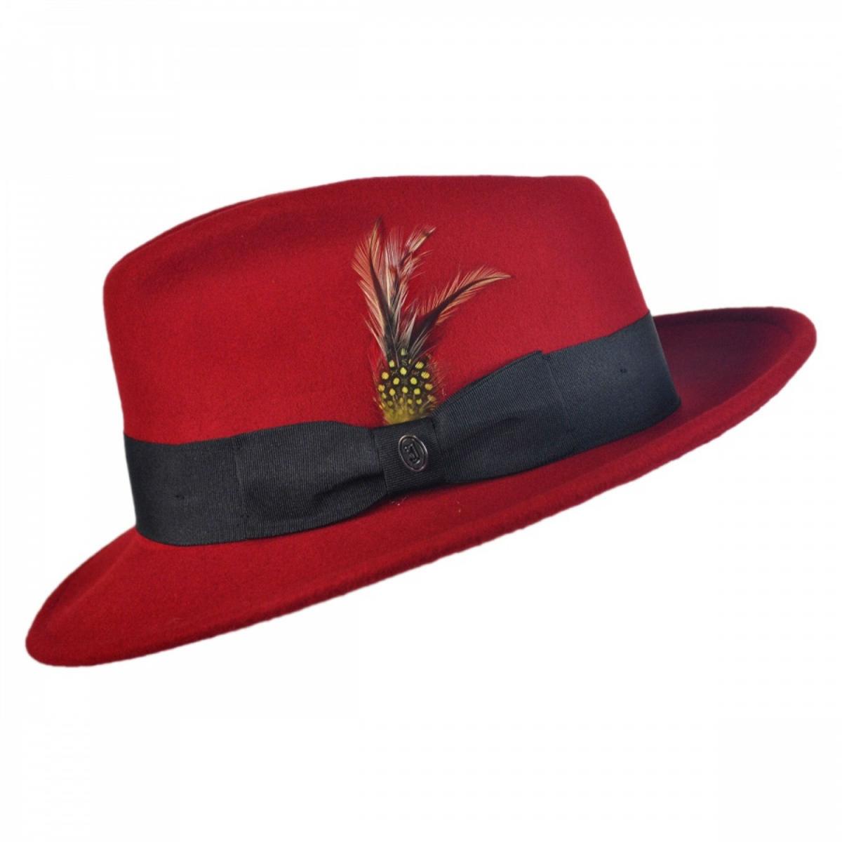 Jaxon Hats | Pachuco Crushable Wool Felt Fedora Hat - Red | 135008 | profile | RED