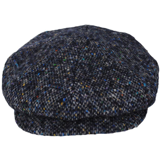 City Sport Caps | Donegal Marl Tweed Wool Newsboy Cap | 175105 | front | NAVY MULTI