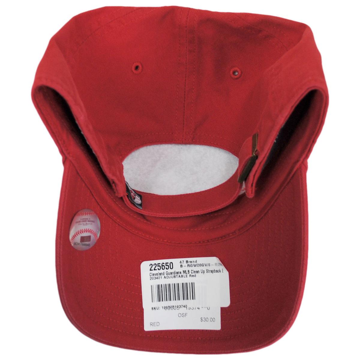 47 Brand | Cleveland Guardians MLB Clean Up Strapback Baseball Cap Dad Hat | 203401 | under | RED