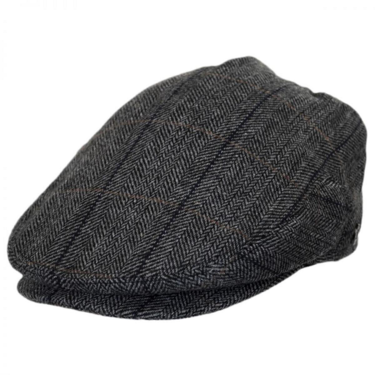 Jaxon Hats | Holborn Herringbone Plaid Wool Blend Ivy Cap | 167749 | lead | CHARCOAL