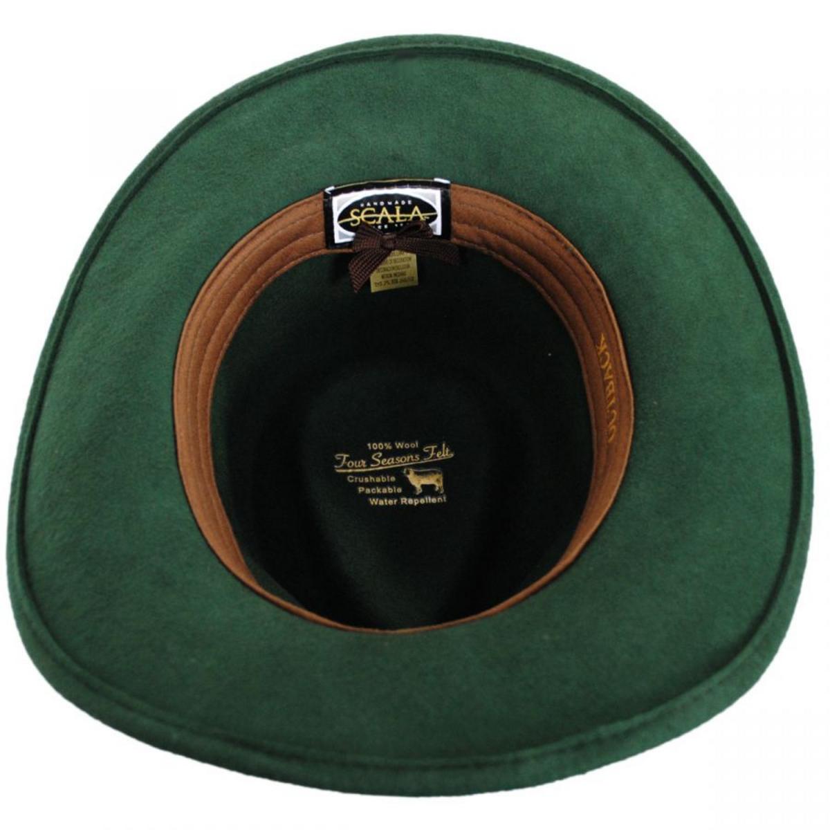 Scala | Dakota Wool Crushable Outback Hat | 130443 | under | PINE