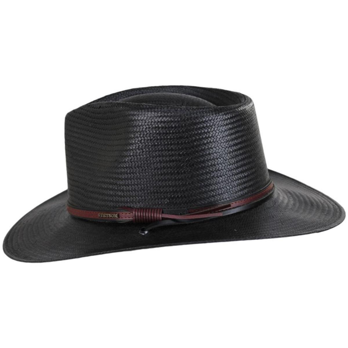 Stetson | Belgrade Shantung Straw Outback Hat | 127032 | profile | BLACK