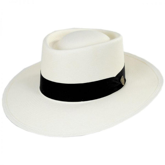 Dobbs | St. Charles Shantung Straw Gambler Hat | 126986 | lead | NATURAL