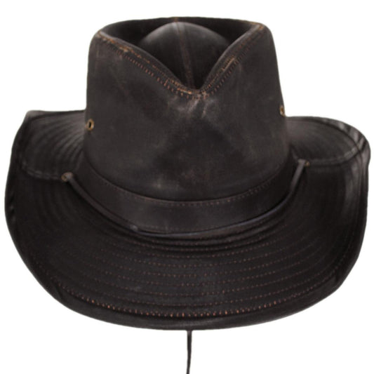 Dorfman Pacific | Weathered UPF 50+ Cotton Outback Hat | 400226 | front | BROWN