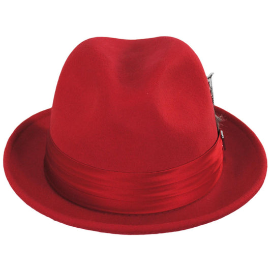 Stacy Adams | Crushable Wool Felt Fedora Hat | 130456 | front | RED