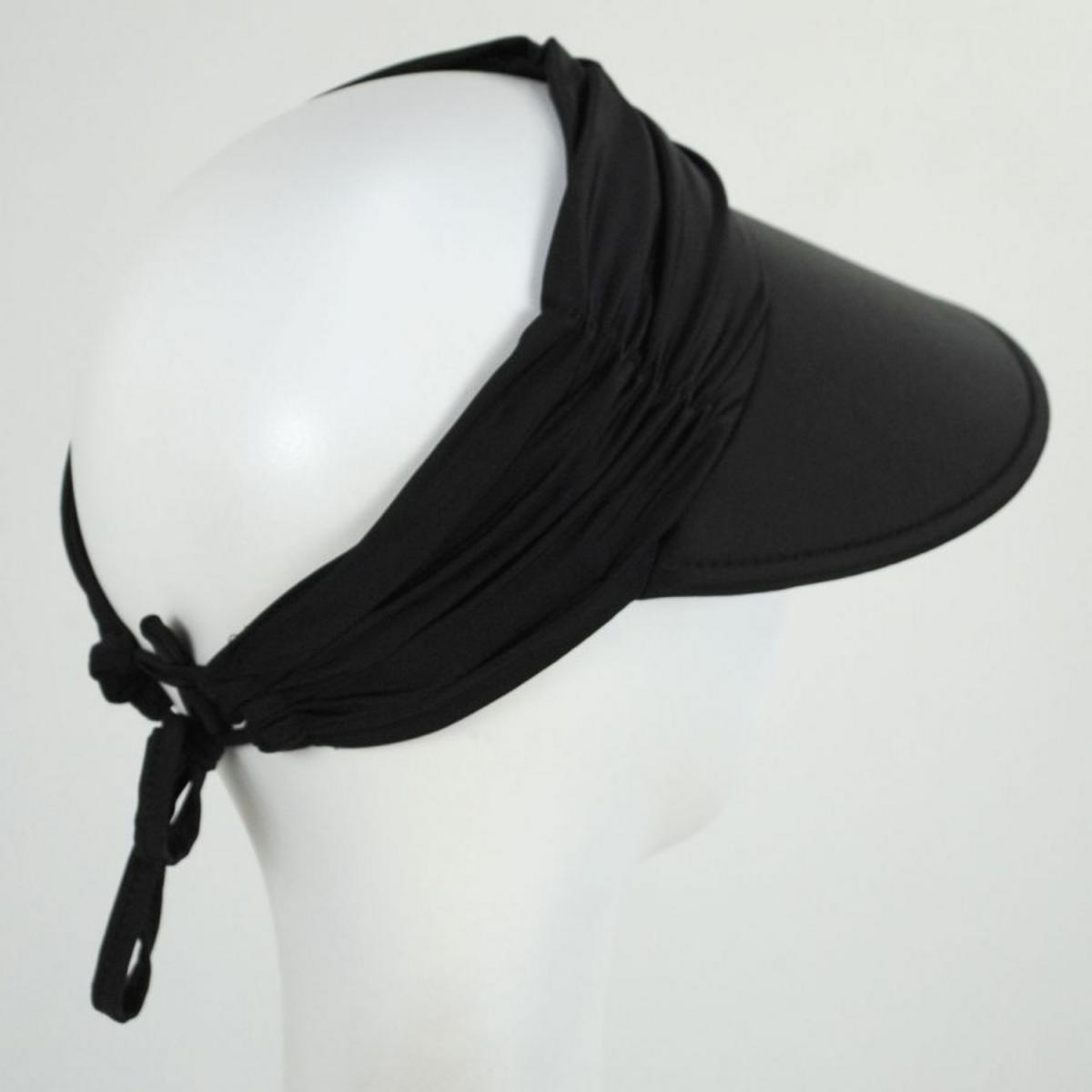 Cappelli | Ruched Crown Swim Visor | 195015 | profile | BLACK