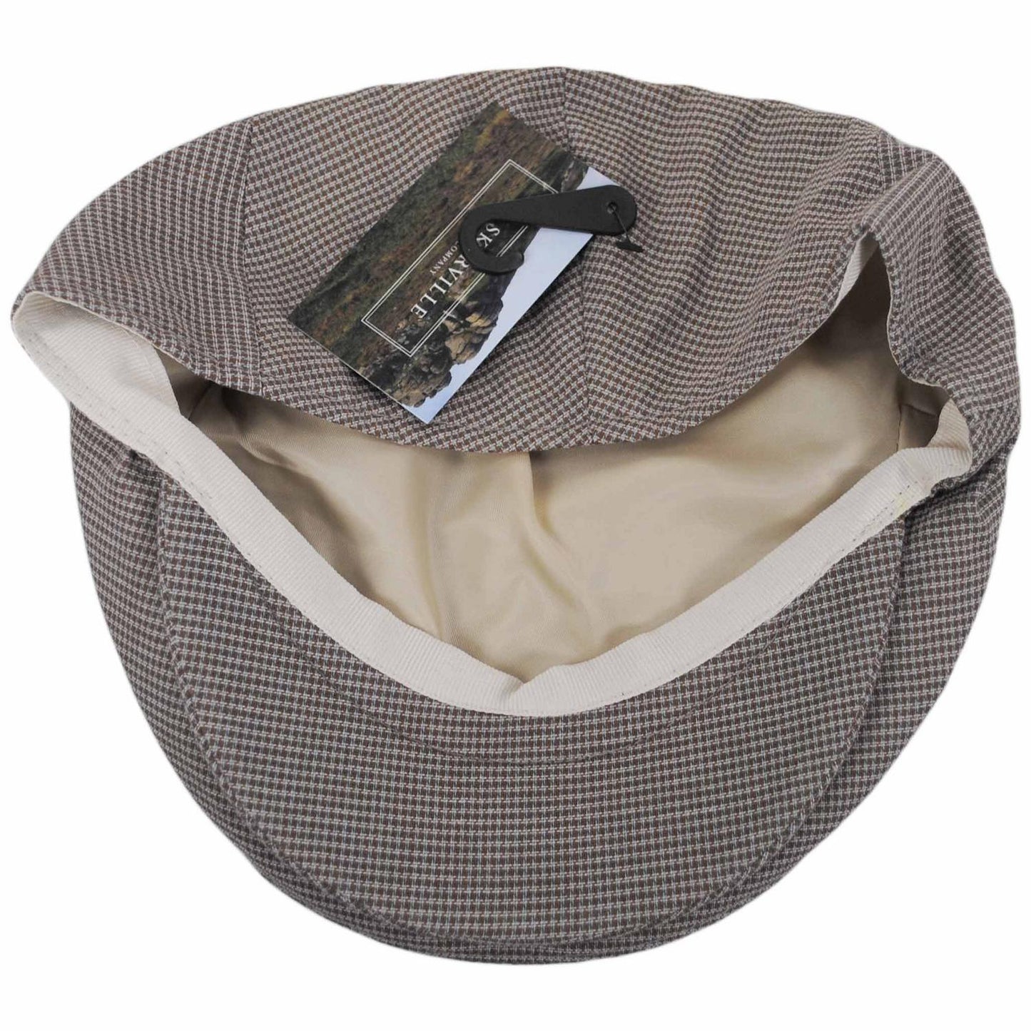 Baskerville Hat Company | Talbot Cotton Micro Houndstooth Ivy Cap | 167676 | under | TAUPE