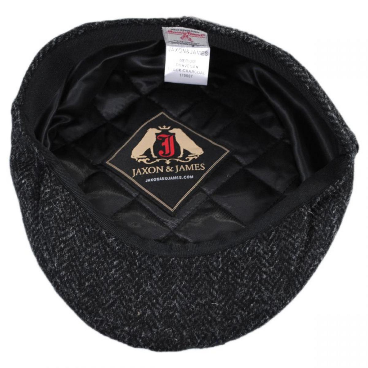 Jaxon & James | Dunvegan Harris Tweed Wool Ivy Cap | 170007 | under | BLACK/CHARCOAL