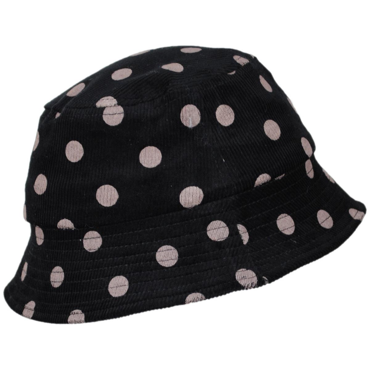 San Diego Hat Company | Kid's Polka Dot Cotton Corduroy Bucket Hat | 508834 | profile | BLACK