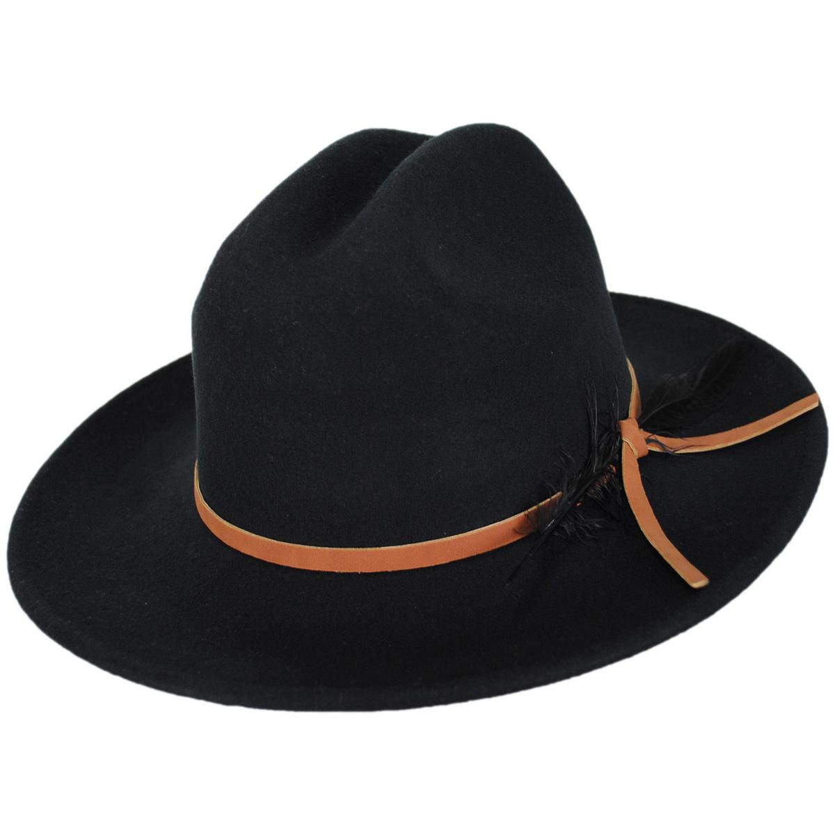 Scala | Adan Wool Felt Western Hat | 130440 | lead | BLACK