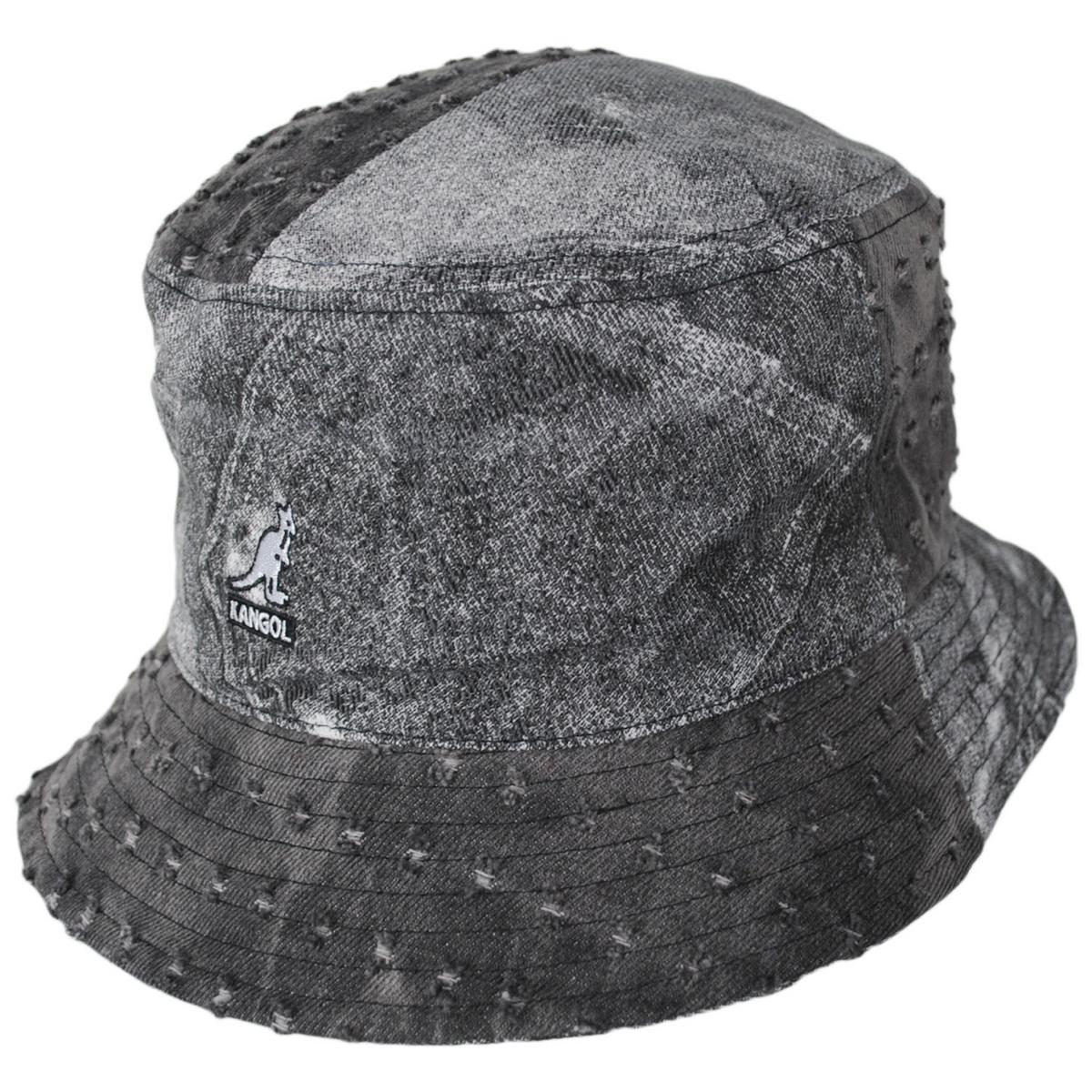 Kangol | Patchwork Mashup Denim Cotton Bucket Hat | 185777SS25 | lead | BLACK TROMPE LOEIL