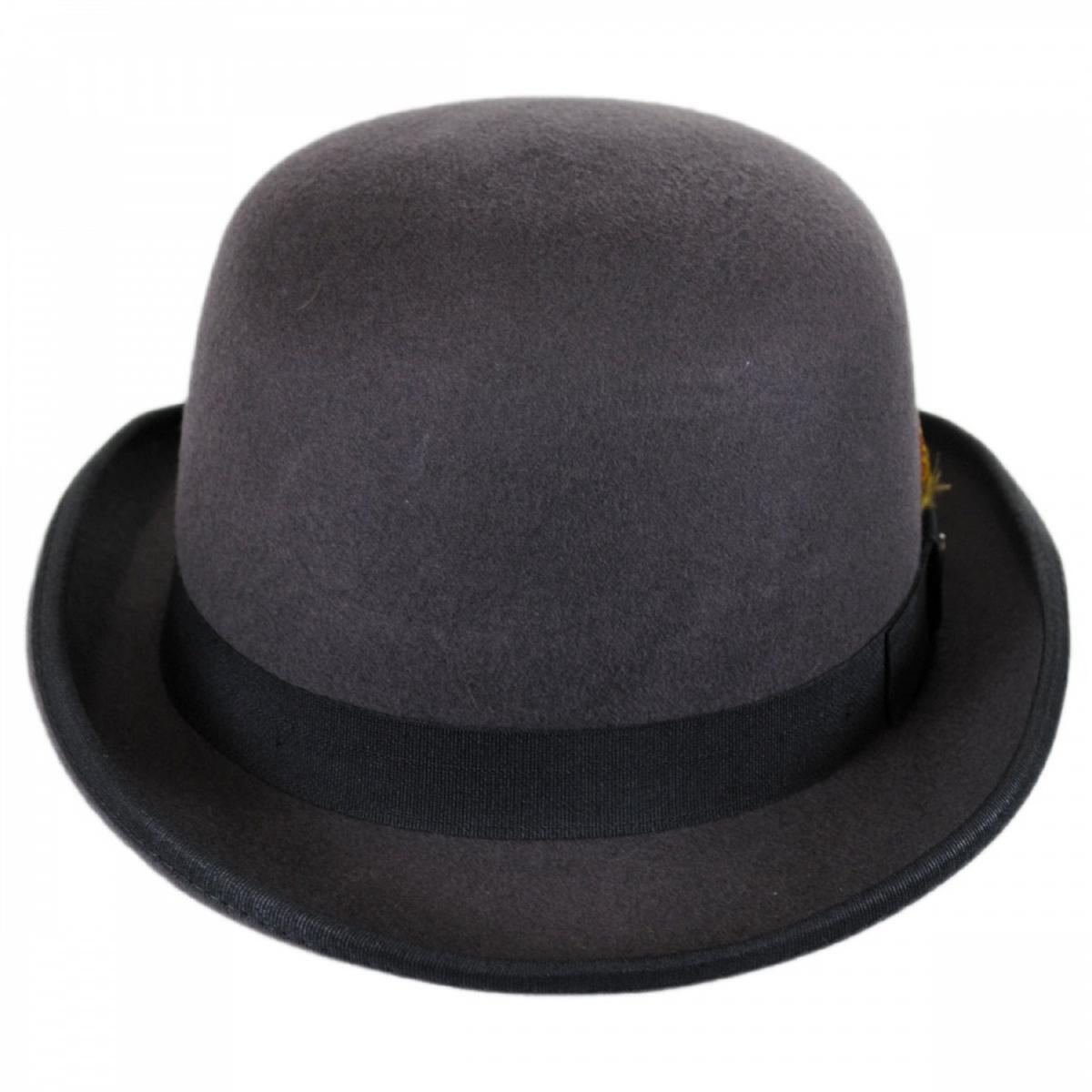 Jaxon Hats | English Wool Felt Bowler Hat | 132055 | front | GREY/BLACK