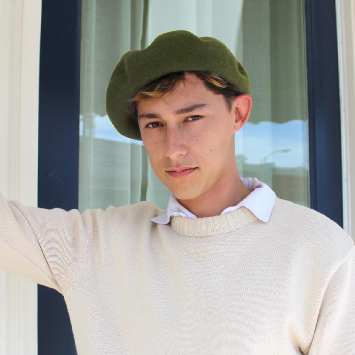 Village Hat Shop | Wool Fashion Beret | 152500 | lsmone | OLIVE GREEN