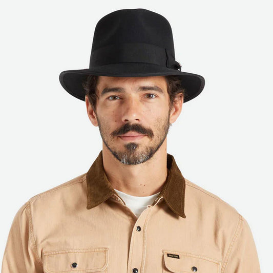 BRIXTON HATS | Dayton Convertabrim Wool Felt Rancher Fedora Hat | 135659 | lsmone | BLACK