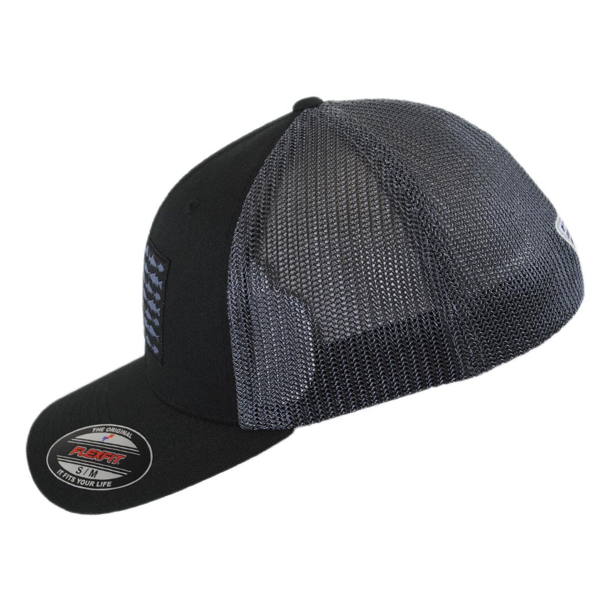Columbia Sportswear | PFG Fish Flag Mesh Flexfit Fitted Baseball Cap | 400143 | profile | BLACK/GRAPHITE