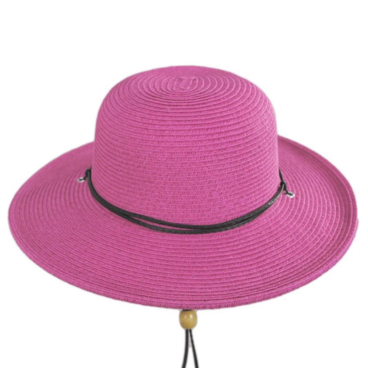 San Diego Hat Company | Kid's Chincord Toyo Straw Sun Hat | 505302 | front | HOT PINK