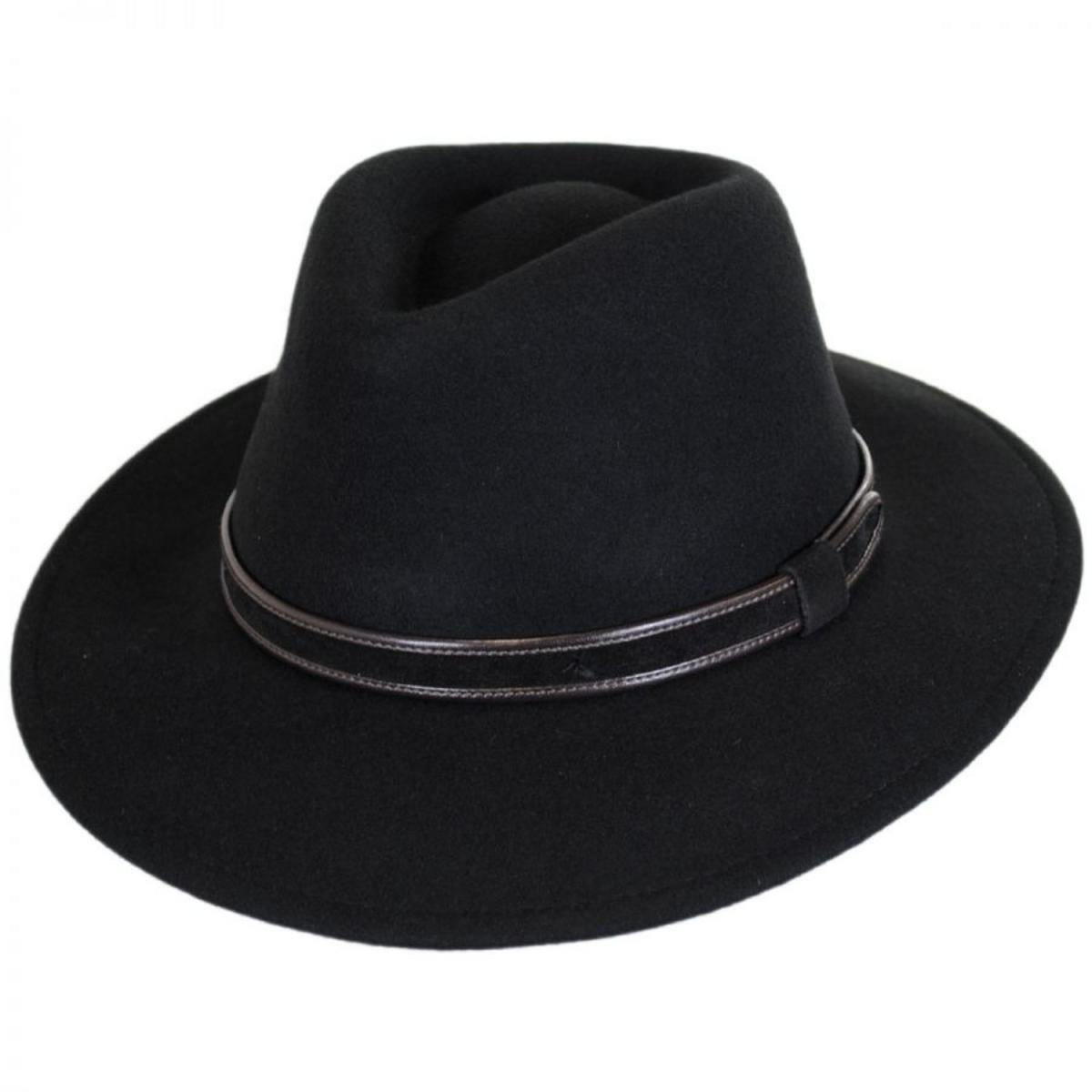 Stefeno Hats | Hiker Wool Felt Safari Fedora Hat | 136062 | lead | BLACK