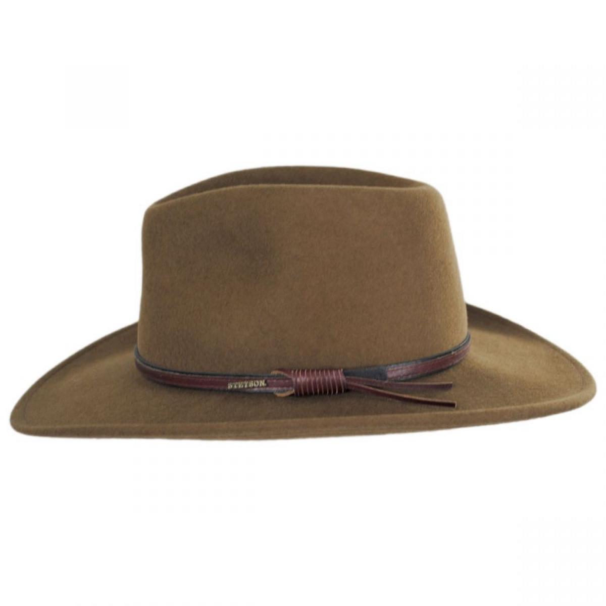 Stetson | Bozeman Crushable Wool Felt Outback Hat | 130692 | profile | LIGHT BROWN