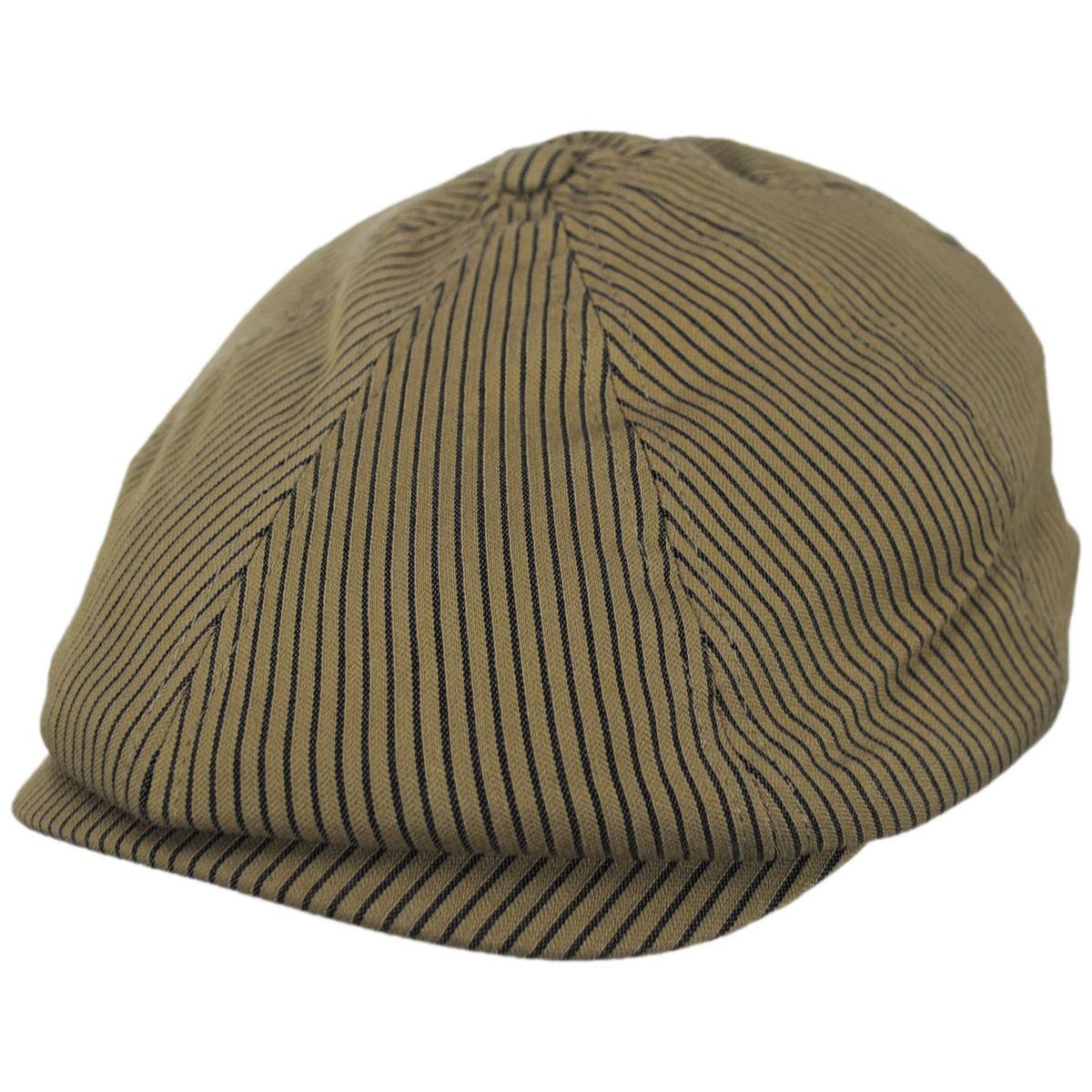 BRIXTON HATS | Brood Cotton Stripe Newsboy Cap | 161515 | lead | DARK TAN/BLACK HICKORY STRIPE