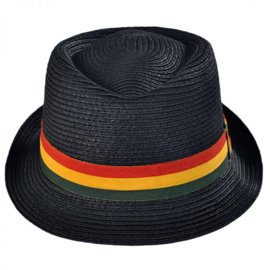 Kenny K | Rasta Toyo Straw Diamond Crown Fedora Hat | 126608 | front | RASTA