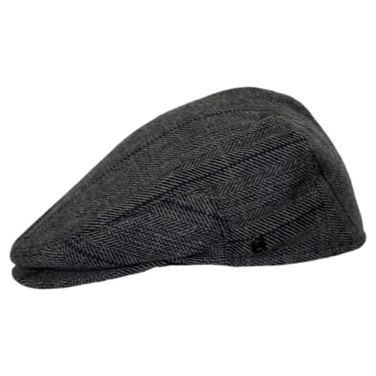 Jaxon Hats | Wholesale Holborn Herringbone Plaid Wool Blend Ivy Cap B2B Pre-Pack | B2B167749 | profile | CHARCOAL